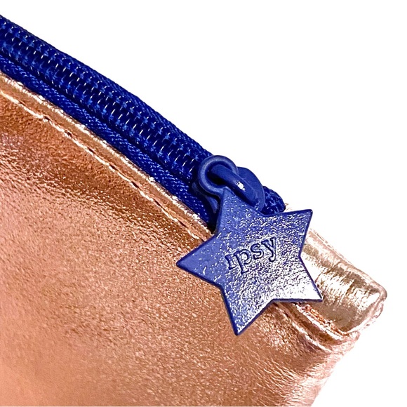 Ipsy Glam Bag Sparkly Metallic Rose Gold Cosmetic Makeup Bag Zip Pouch Clutch - Picture 8 of 13